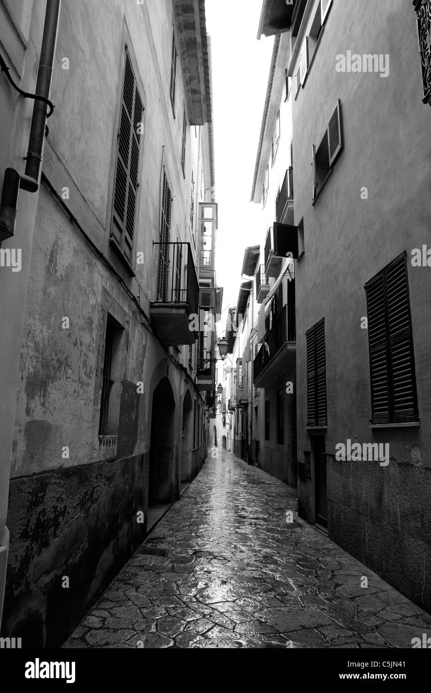 Barrio Calatrava Los Patios in Maiorca a Palma de Mallorca strada stretta Foto Stock