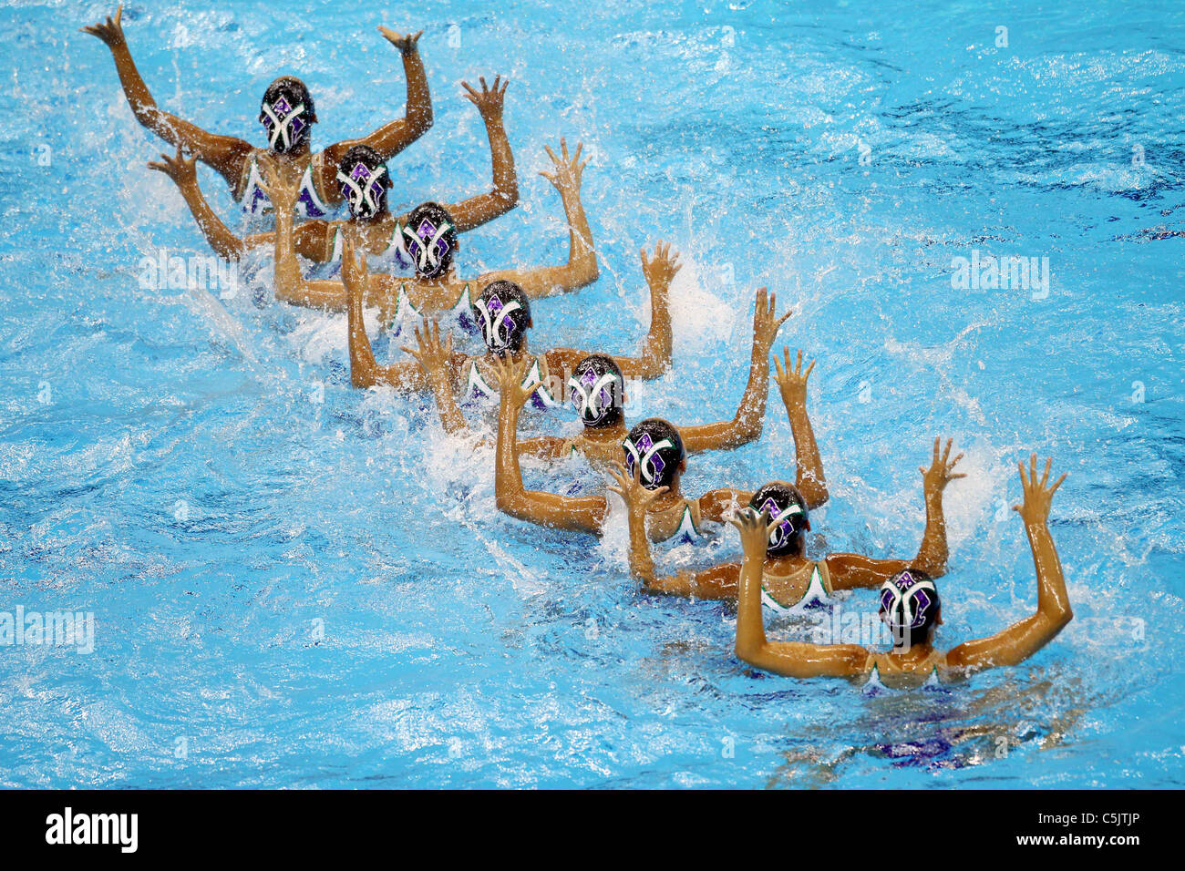 In Giappone il nuoto sincronizzato Squadra Nazionale Gruppo per xiv Campionati del Mondo di nuoto FINA Shanghai 2011. Foto Stock