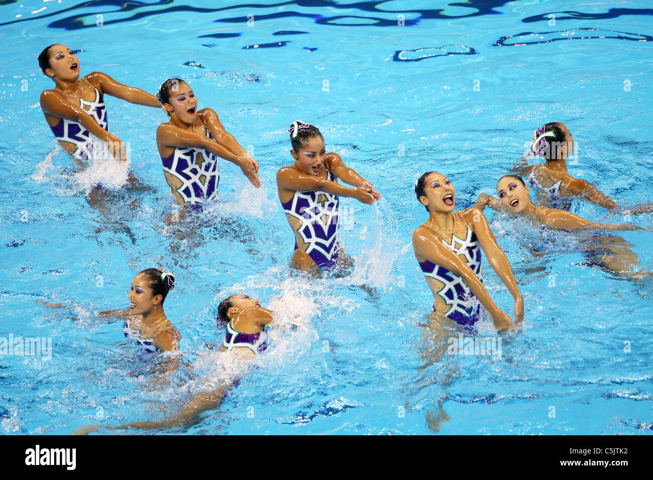 In Giappone il nuoto sincronizzato Squadra Nazionale Gruppo per xiv Campionati del Mondo di nuoto FINA Shanghai 2011. Foto Stock