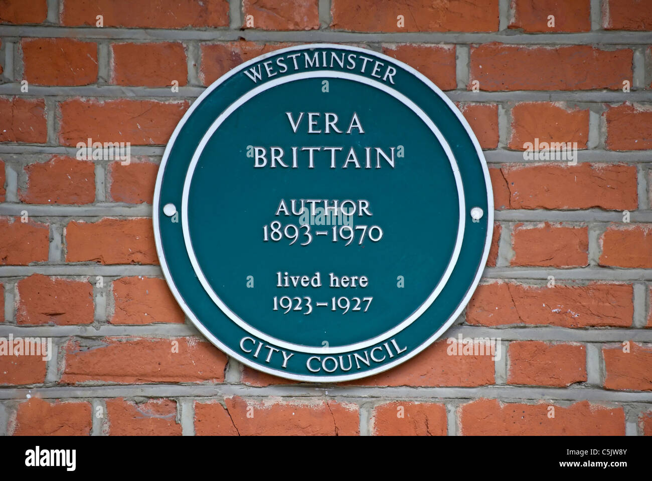 Consiglio di westminster marcatura di placca una casa di autore vera Brittain, in Maida Vale, London, England Foto Stock