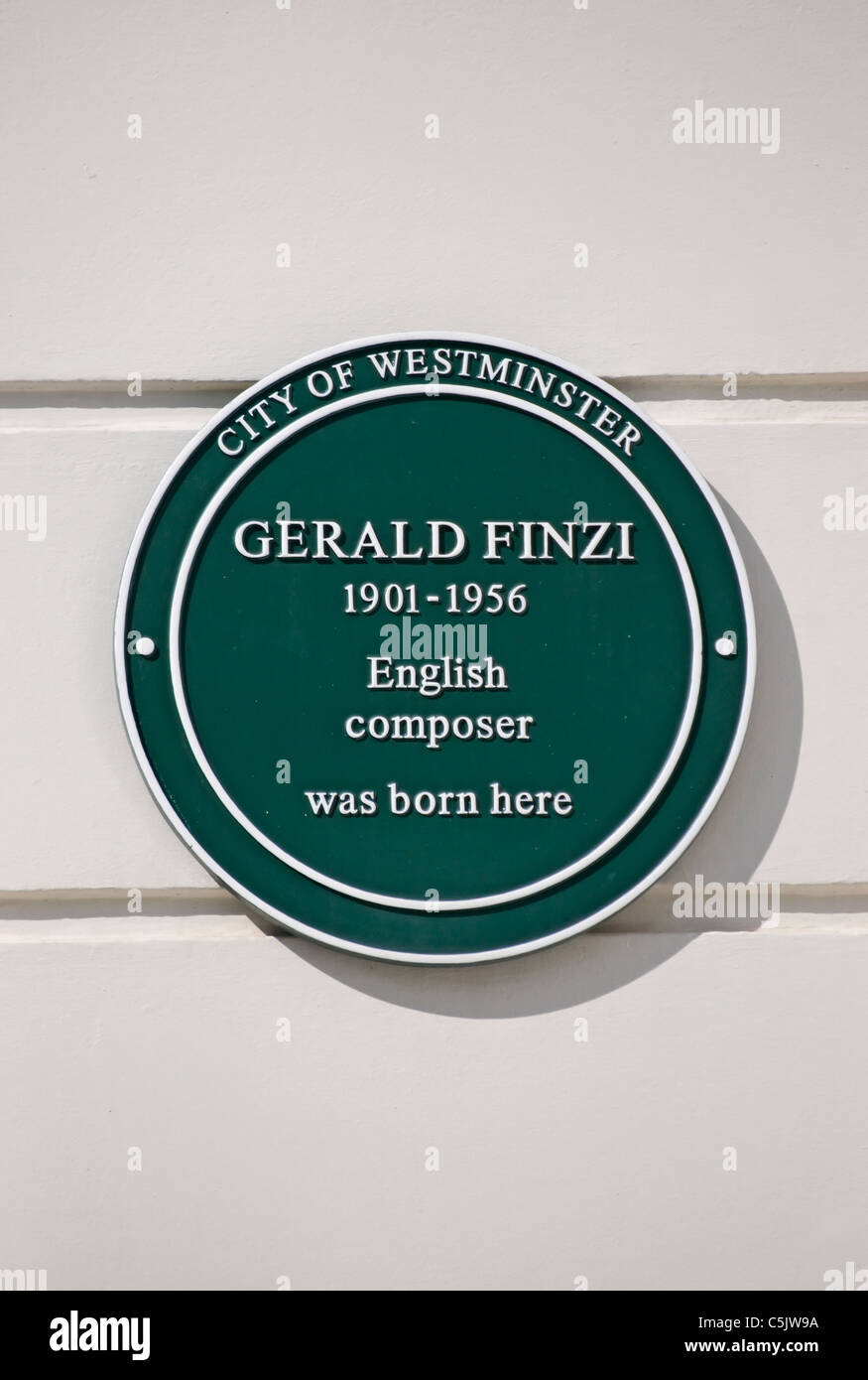 Consiglio di westminster lapide segna il luogo di nascita del compositore gerald finzi, in Maida Vale, London, England Foto Stock