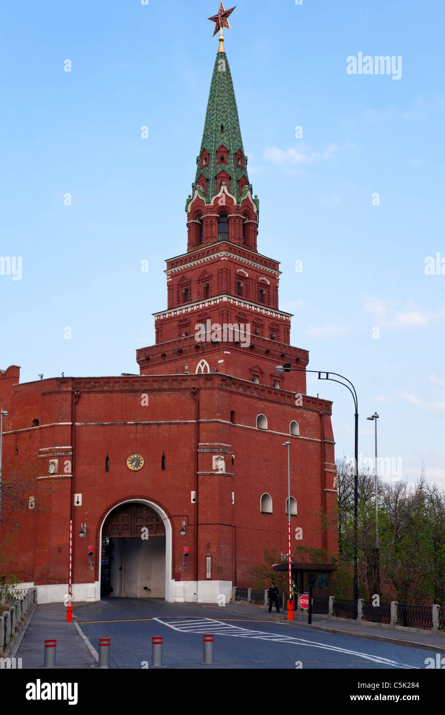 Borovitskaya Torre parete del Cremlino. Mosca. Foto Stock