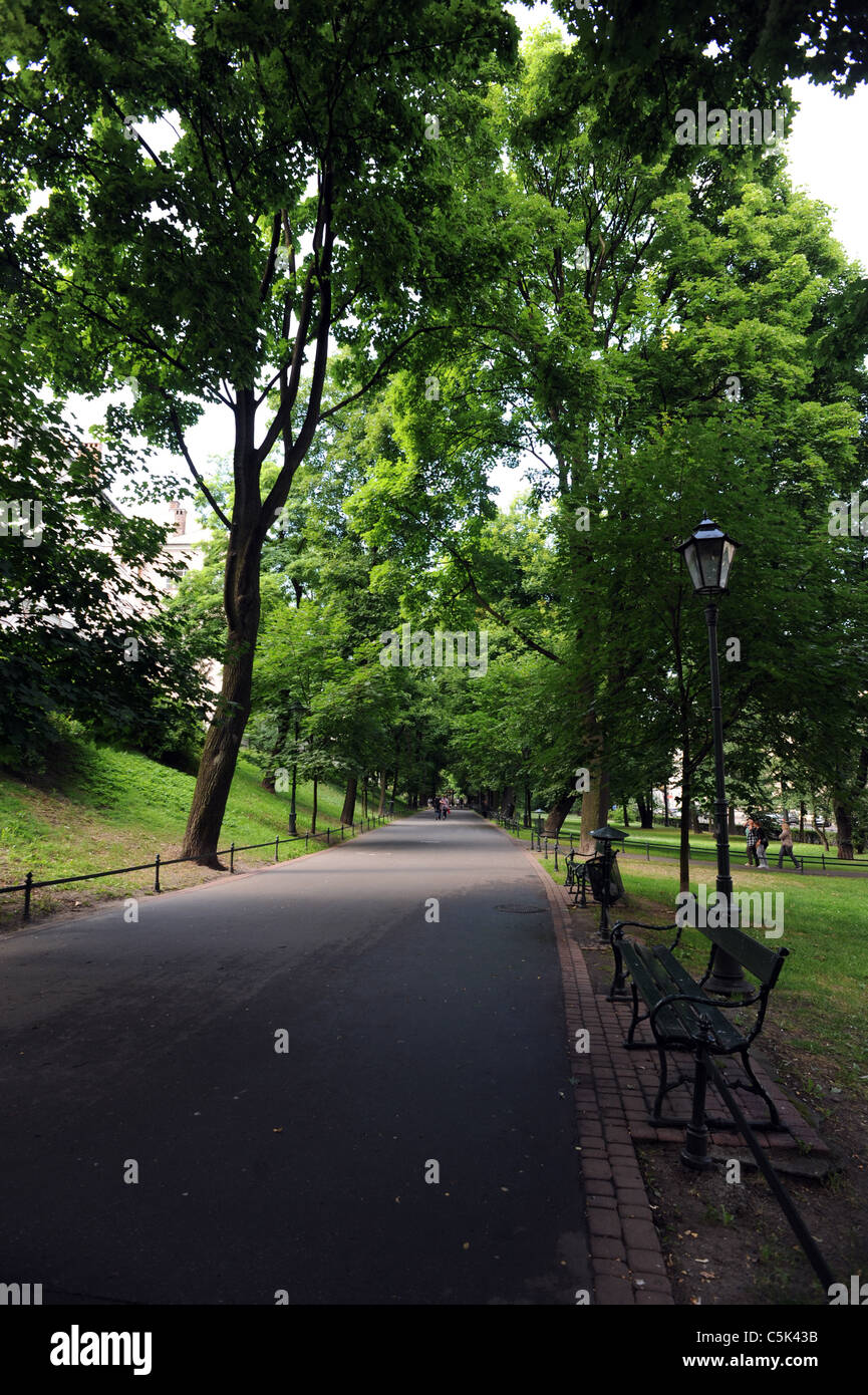 Cracovia è Planty giardino anello che circonda la città in luogo delle mura medievali Foto Stock