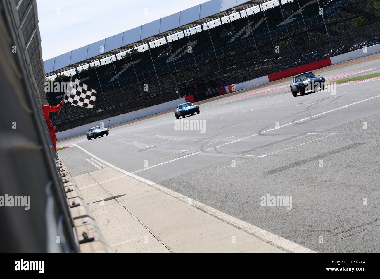 Jaguar E-Type Challenge - Silverstone Classic Foto Stock