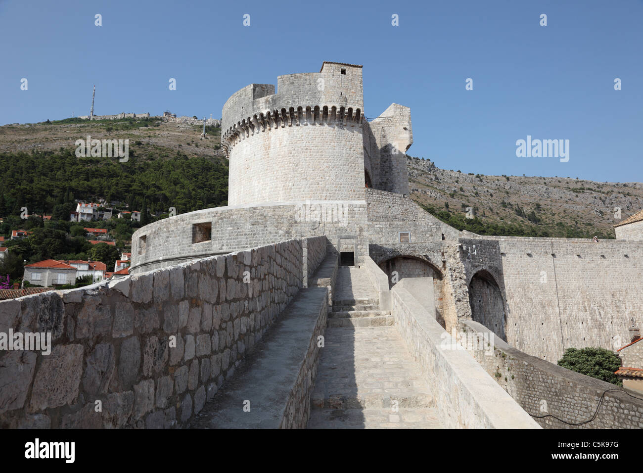Mura fortificate di Dubrovnik, Croazia Foto Stock