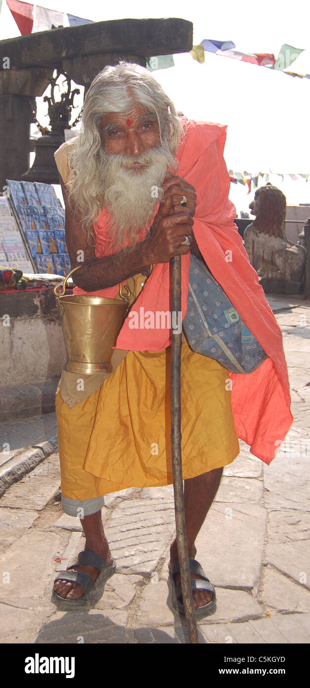 Sadhu in un tempio di Kathmandu Foto Stock