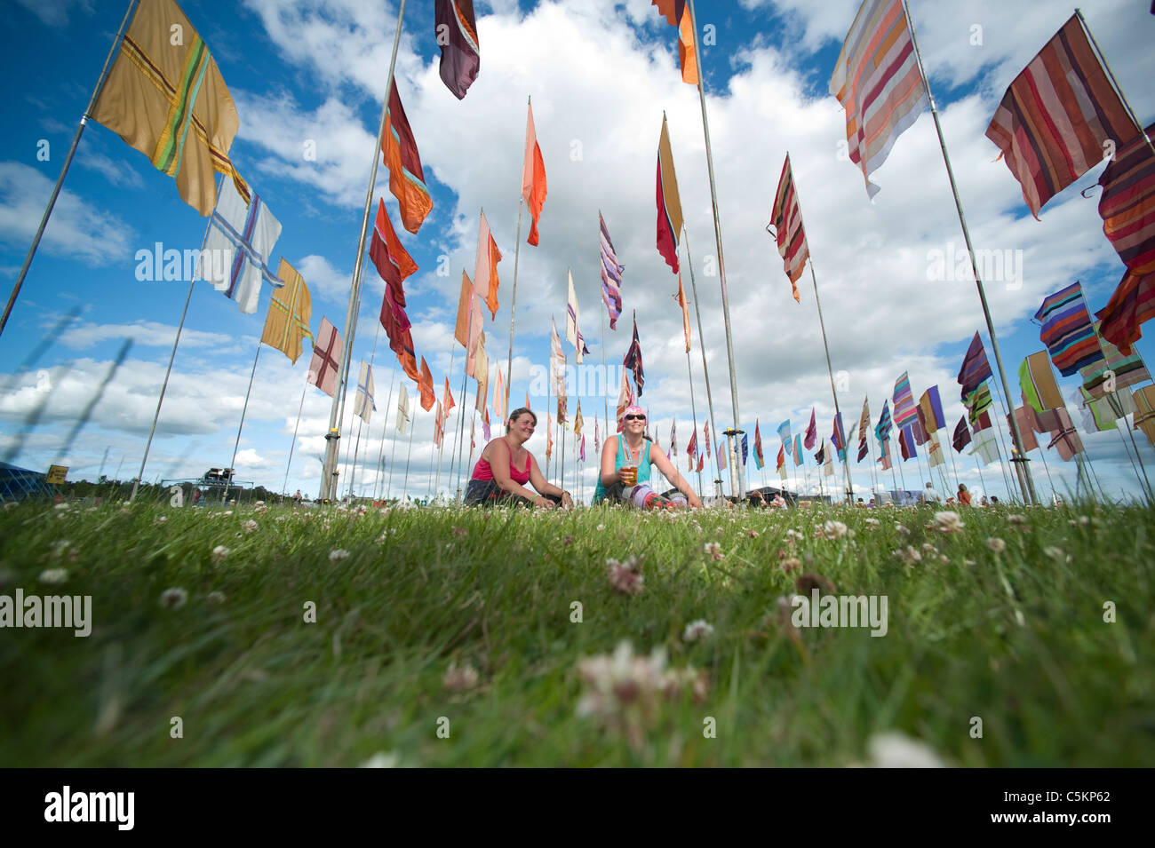 Due appassionati di musica al festival di musica Foto Stock