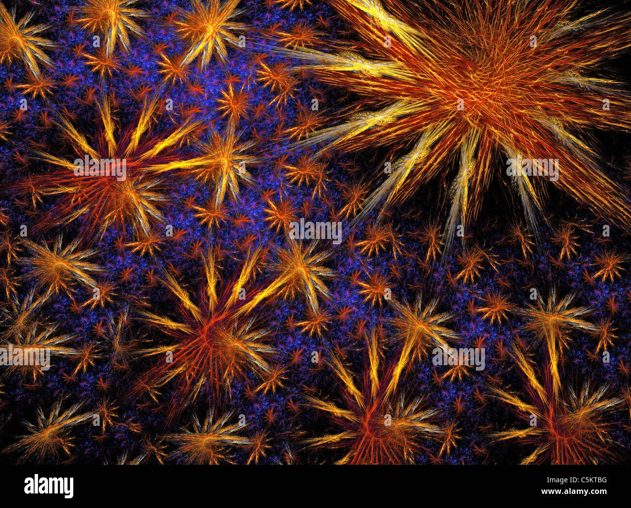 Un frattale di fiamma di un cielo stellato creati utilizzando le apofisi programma per computer Foto Stock