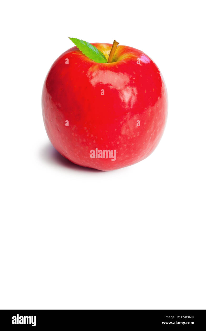 Red apple con una foglia Foto Stock