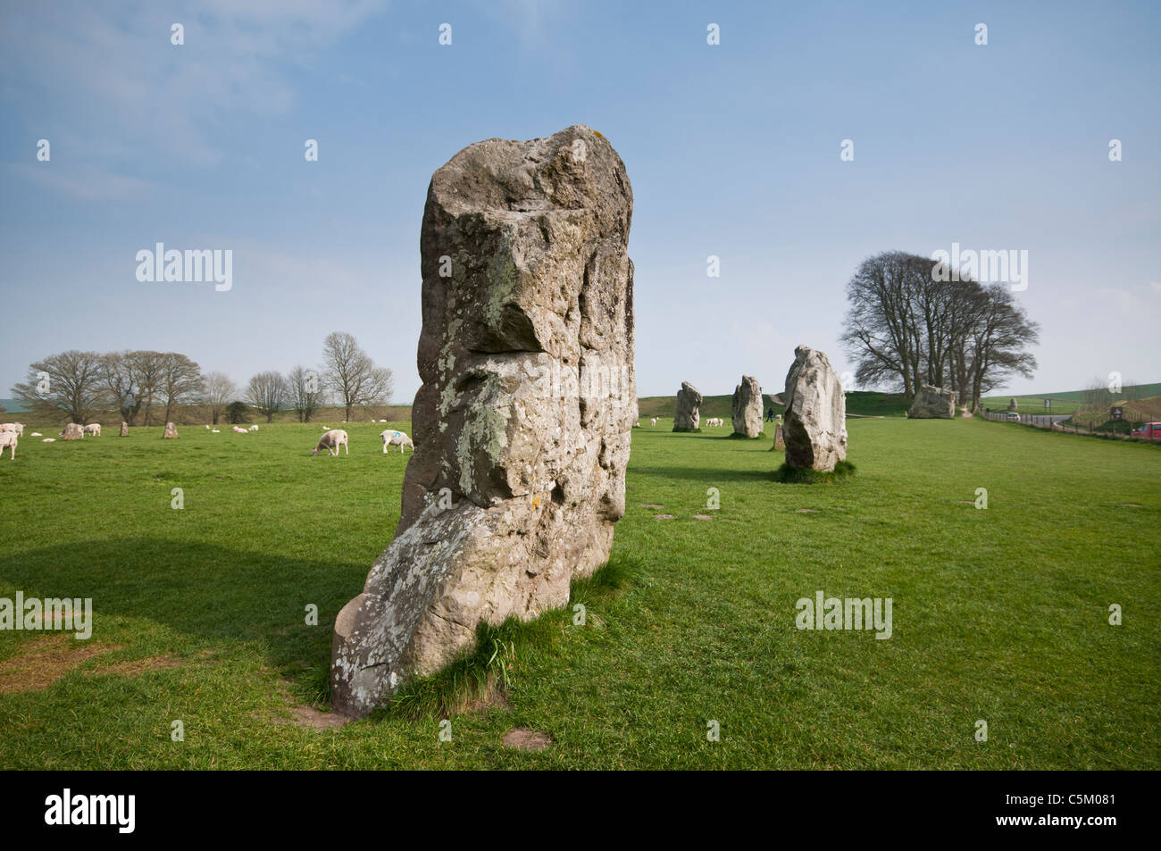 Cerchio di pietra, sito Patrimonio Mondiale dell'Unesco, Avebury, Wiltshire, Regno Unito Foto Stock