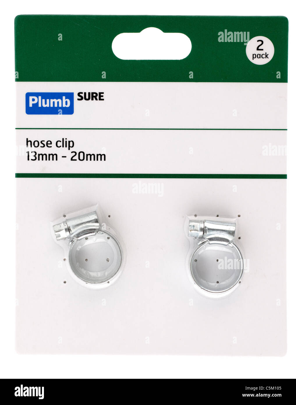 Lord Plumb sicuro due pack di 13mm 20mm le graffe del tubo flessibile. Foto Stock