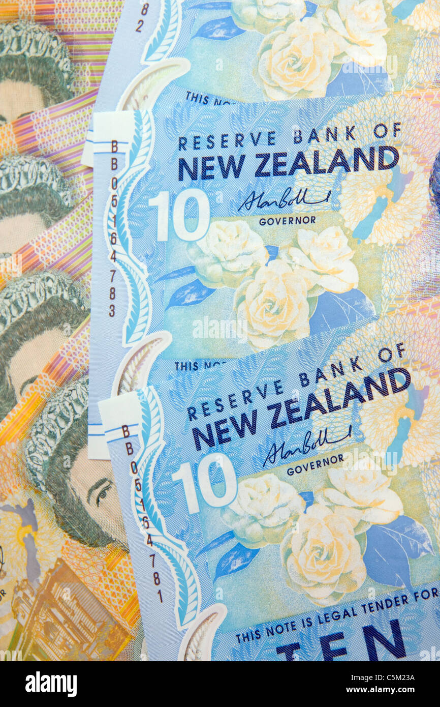 Nuova Zelanda, valuta dollari, decine e venti Foto Stock
