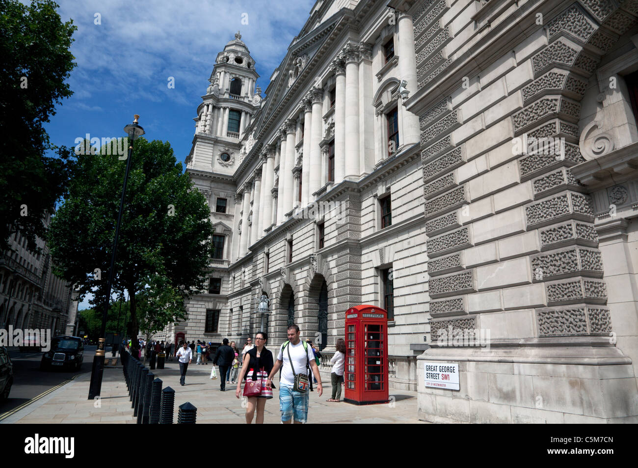 Great George Street dalla piazza del Parlamento, Westminster, London Foto Stock