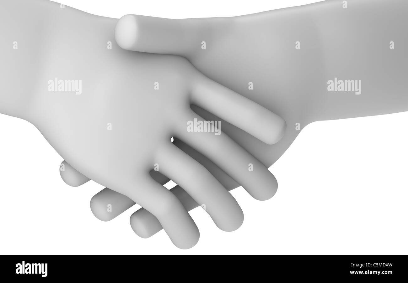 Abstract 3d rendering di una stretta di mano Foto Stock