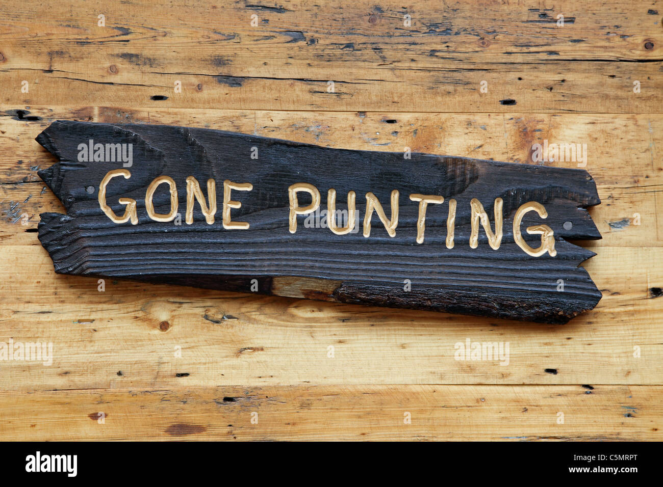 Segno sul negozio chiuso andato punting Cambridge Foto Stock