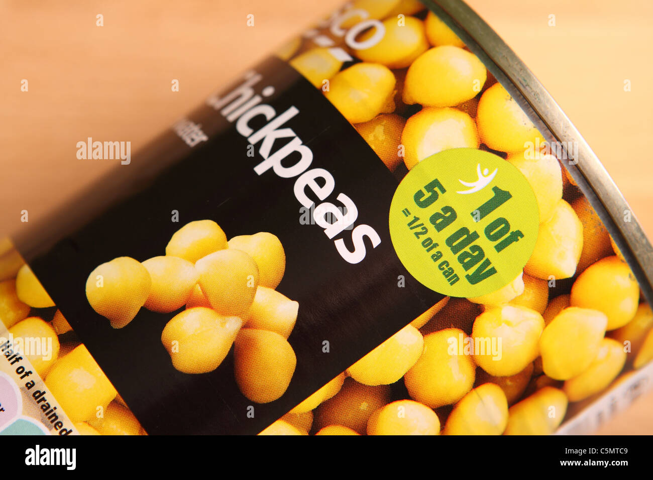 Scatola di ceci 5 Un giorno etichetta sana cucina dietetica Foto Stock