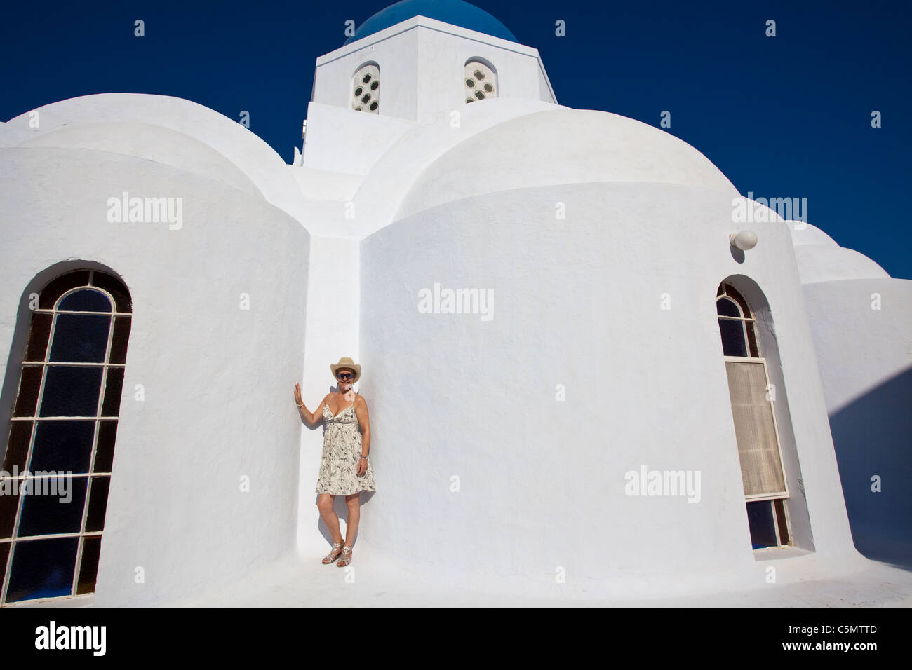 Il Pyrgos,Santorini, Grecia Foto Stock