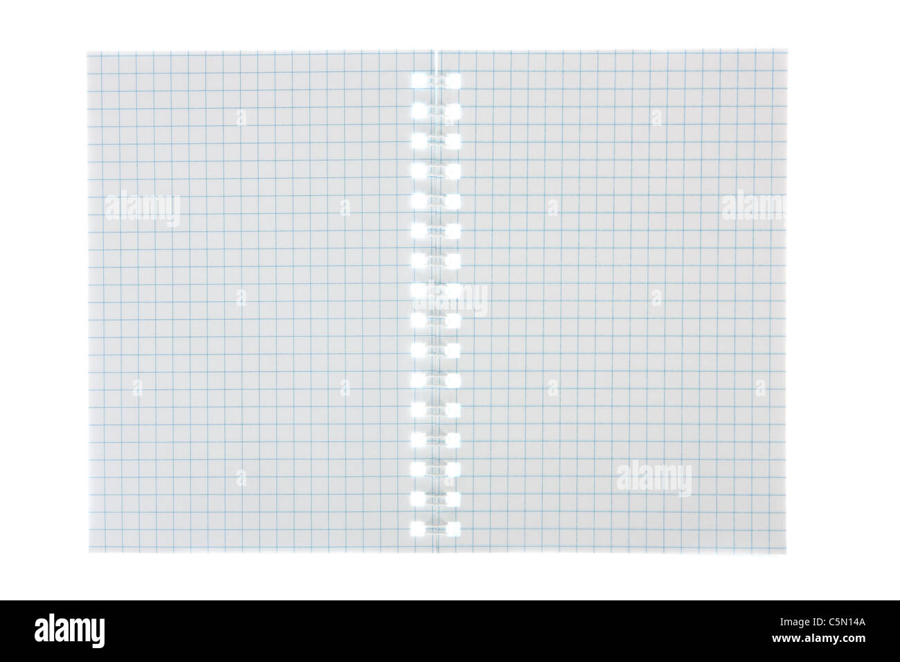 Aprire il notebook, in una sezione, su sfondo bianco Foto Stock