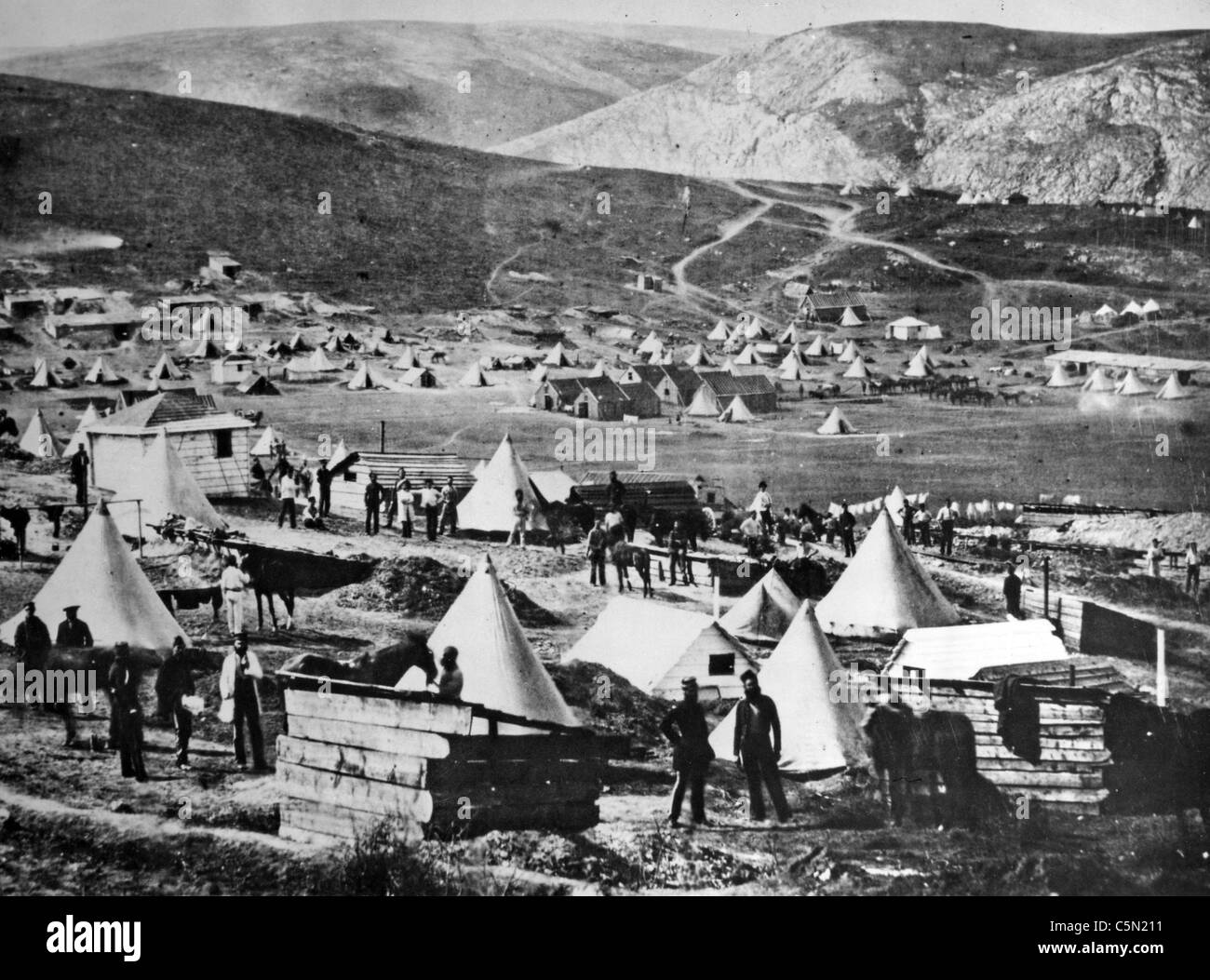 Guerra di Crimea (1853-1856) non identificato accampamento britannico Foto Stock