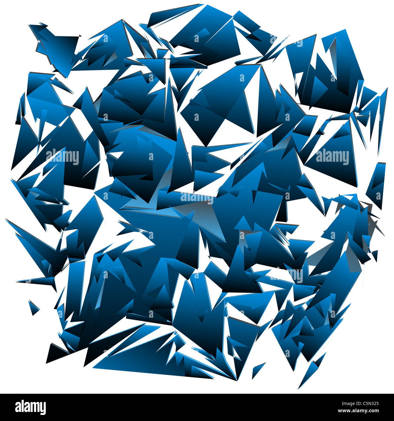 In frantumi pezzi di vetro su bianco Foto Stock