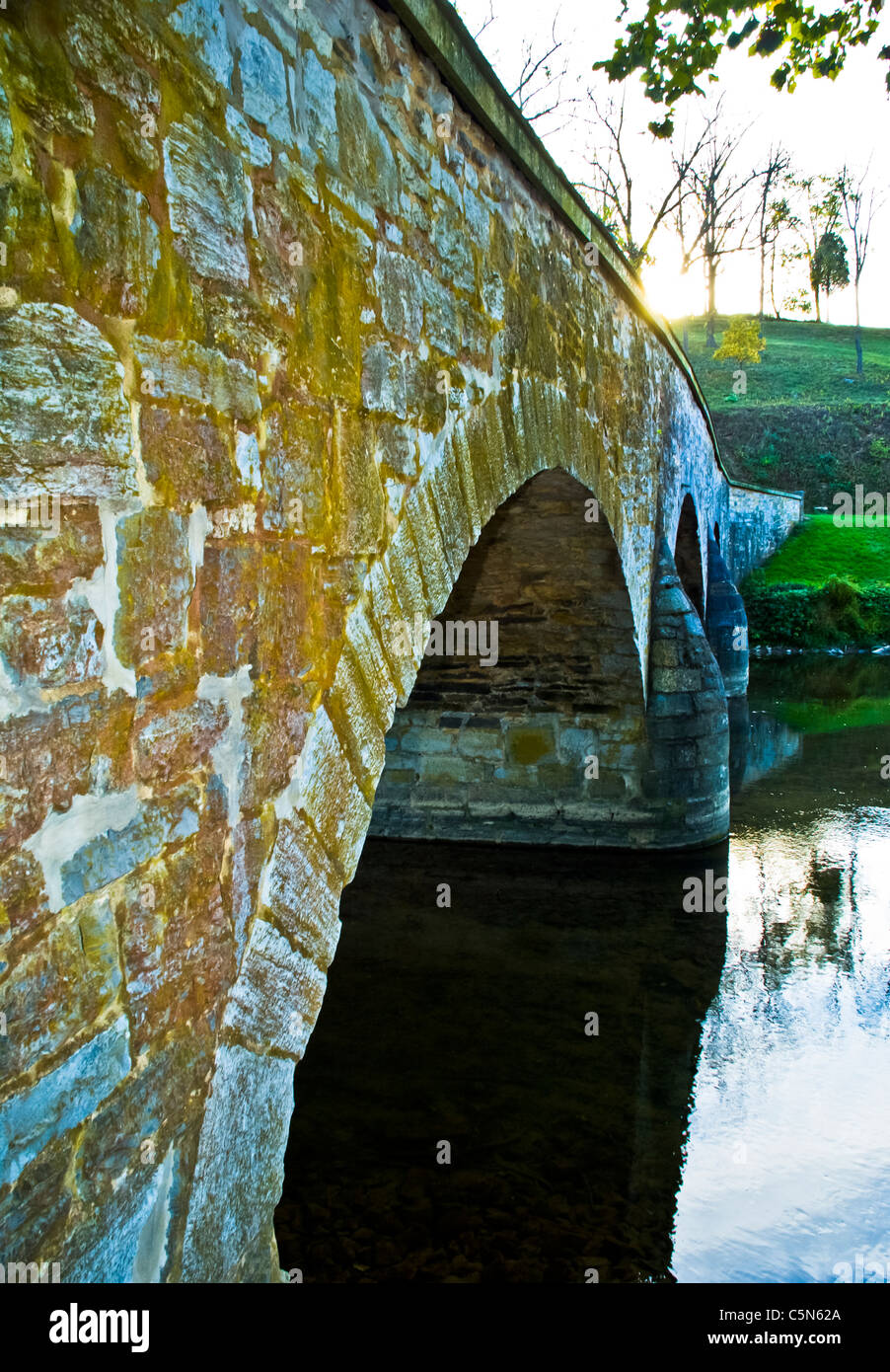 Burnside's Bridge è un punto di riferimento sulla Antietam National Battlefield vicino Sharpsburg, Maryland. Foto Stock