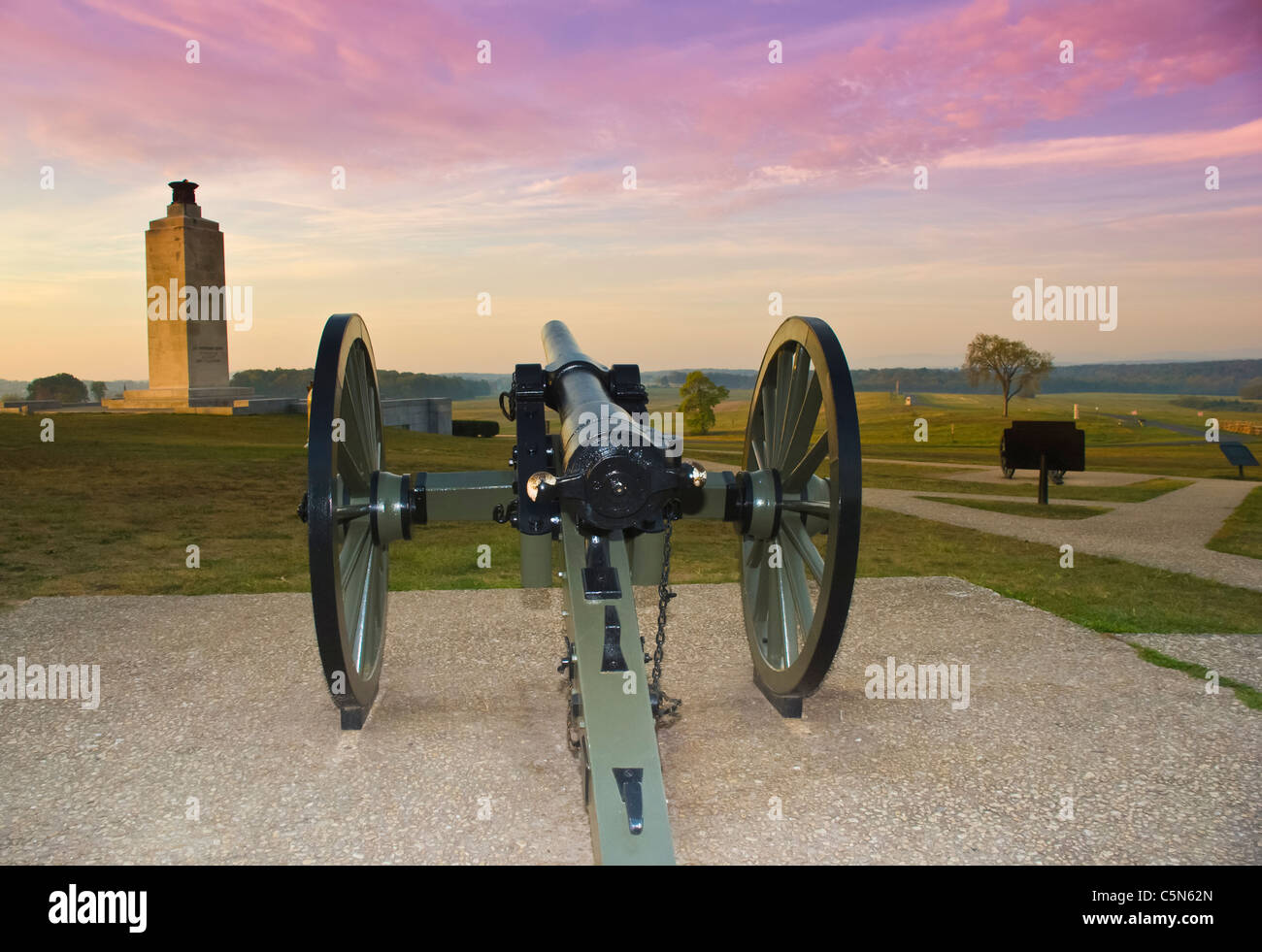 Estremità nord del campo di battaglia dove i primi giorni di combattimenti sono iniziati. A nord di Gettysburg, PA, Stati Uniti d'America. Foto Stock