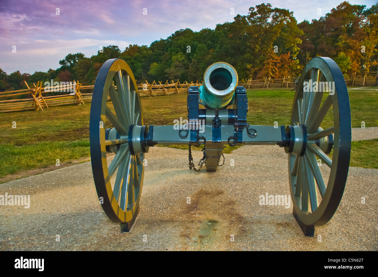 Estremità nord del campo di battaglia dove i primi giorni di combattimenti sono iniziati. A nord di Gettysburg, PA, Stati Uniti d'America. Gettysburg National Military Park. Foto Stock