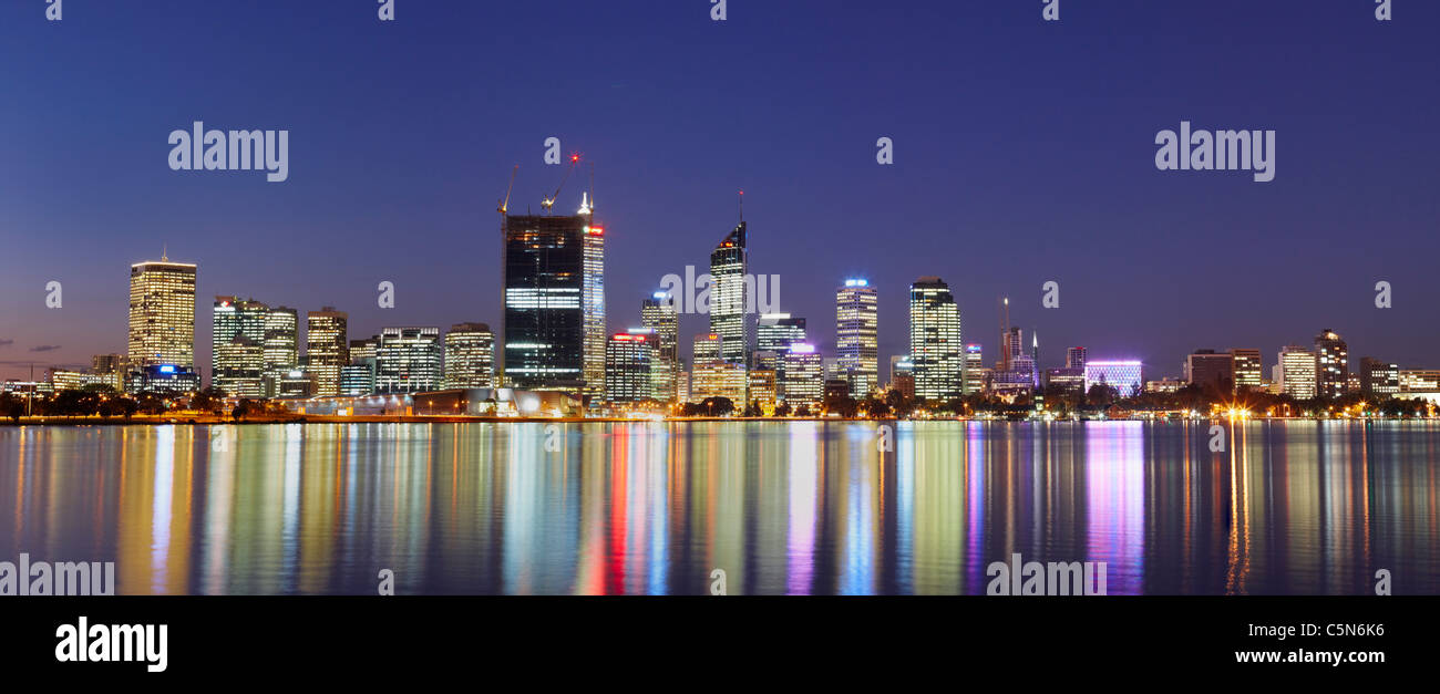 Lo skyline di Perth Panorama, Australia occidentale Foto Stock