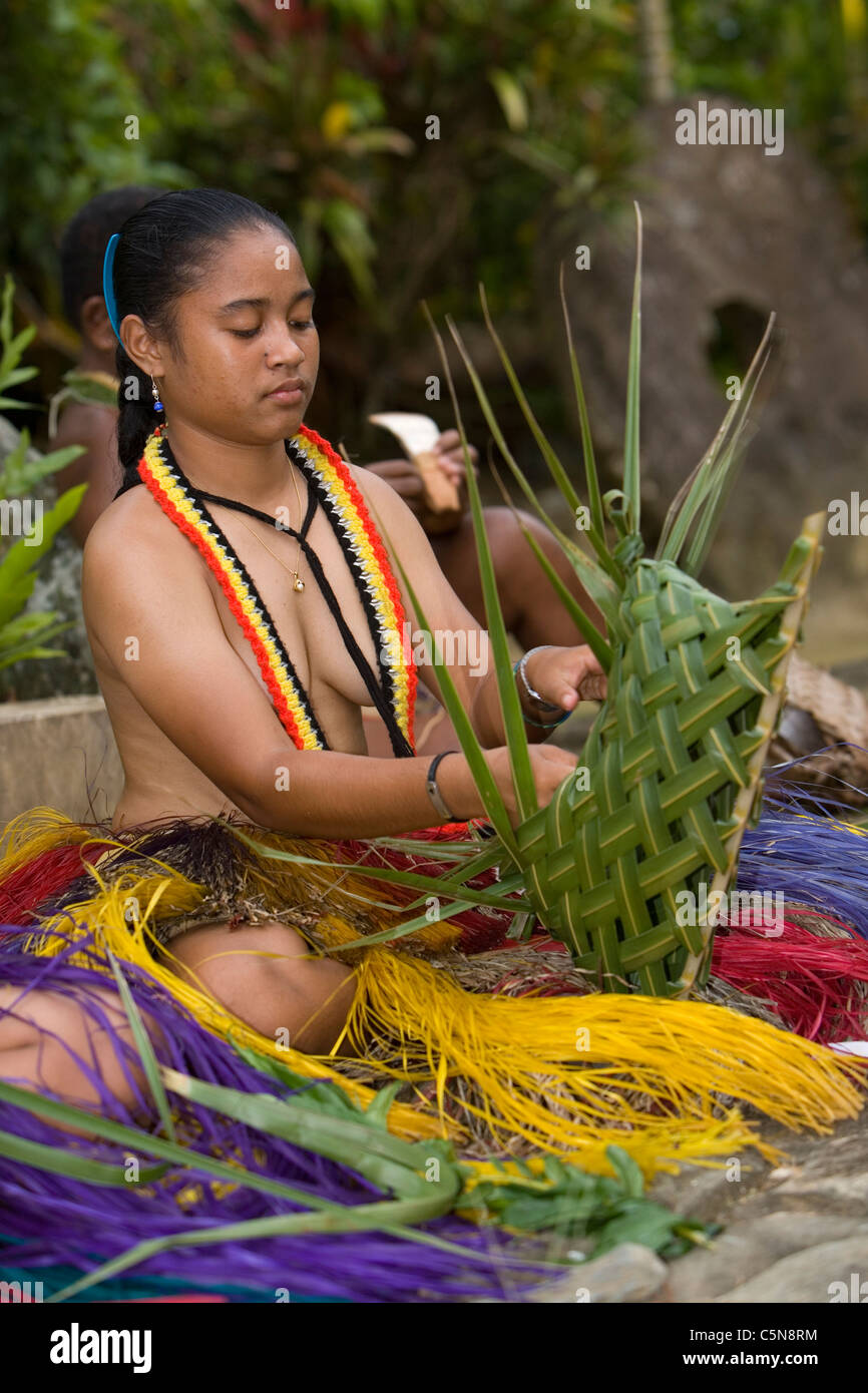 Donna al giorno Yap Fesitval, Micronesia, Oceano Pacifico, Yap Foto Stock