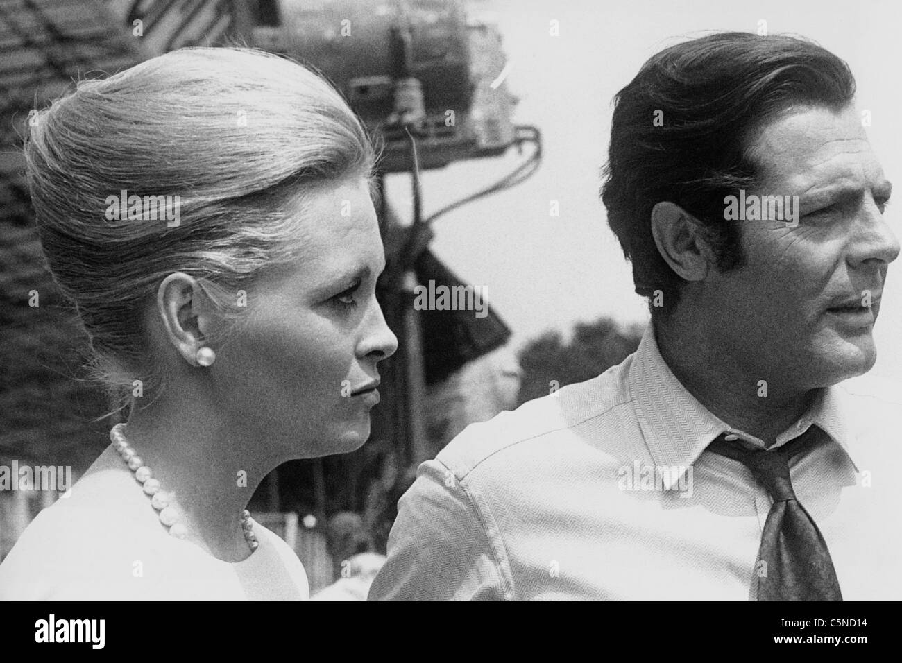 Marcello Mastroianni, Faye Dunaway sul set del film un luogo per gli amanti, amanti, 1968 Foto Stock