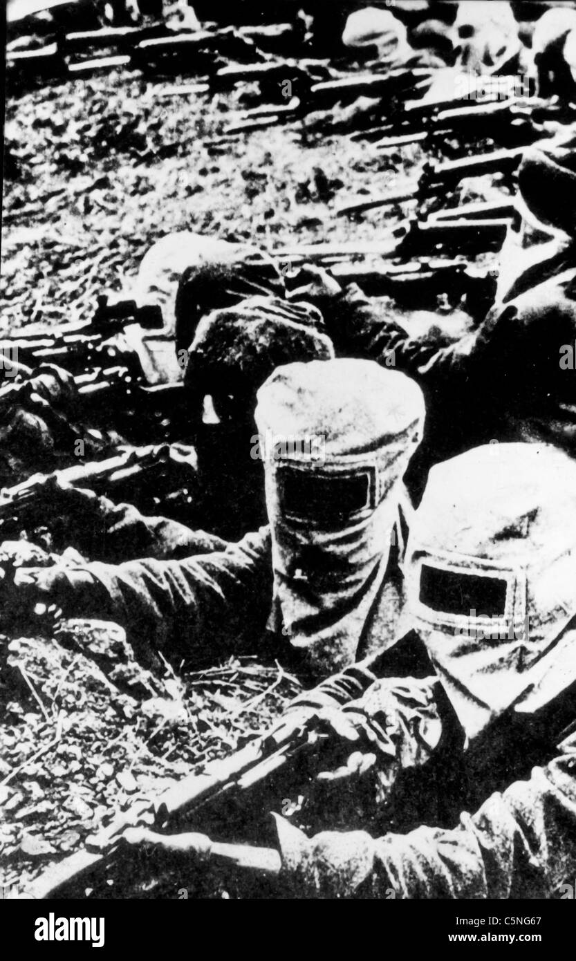 Tela di caschi per la guerra chimica, 1918 Foto Stock