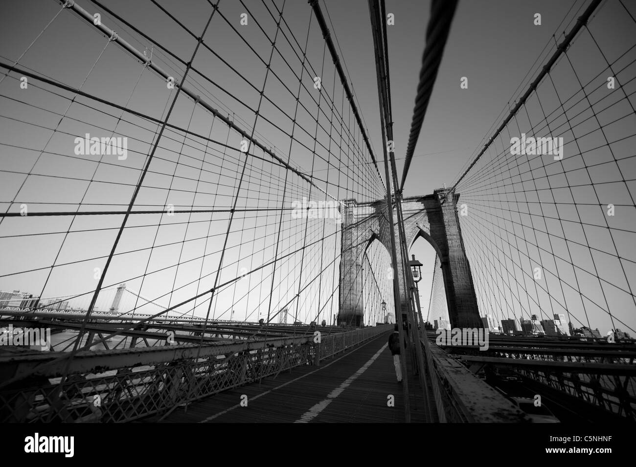 Stati Uniti d'America, New York City, Ponte di Brooklyn che collega Brooklyn a Manhattan in tutta l'East River Foto Stock