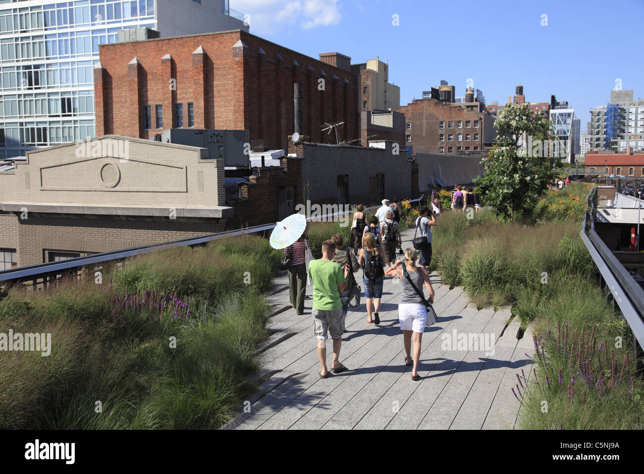 Highline, elevati parco pubblico sulla ex ferrovia, Manhattan, New York City, Stati Uniti d'America Foto Stock