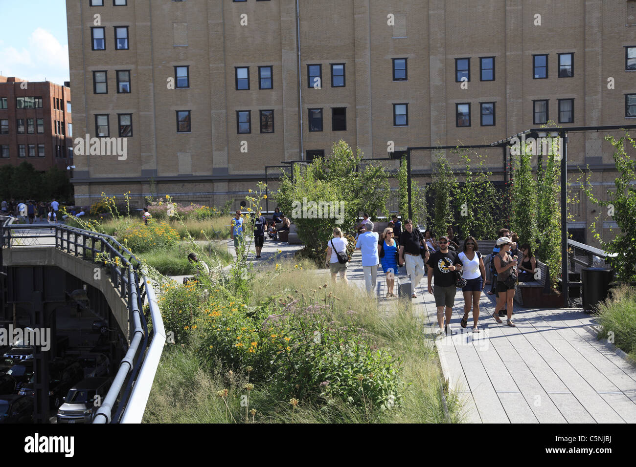 Highline, elevati parco pubblico sulla ex ferrovia, Manhattan, New York City, Stati Uniti d'America Foto Stock