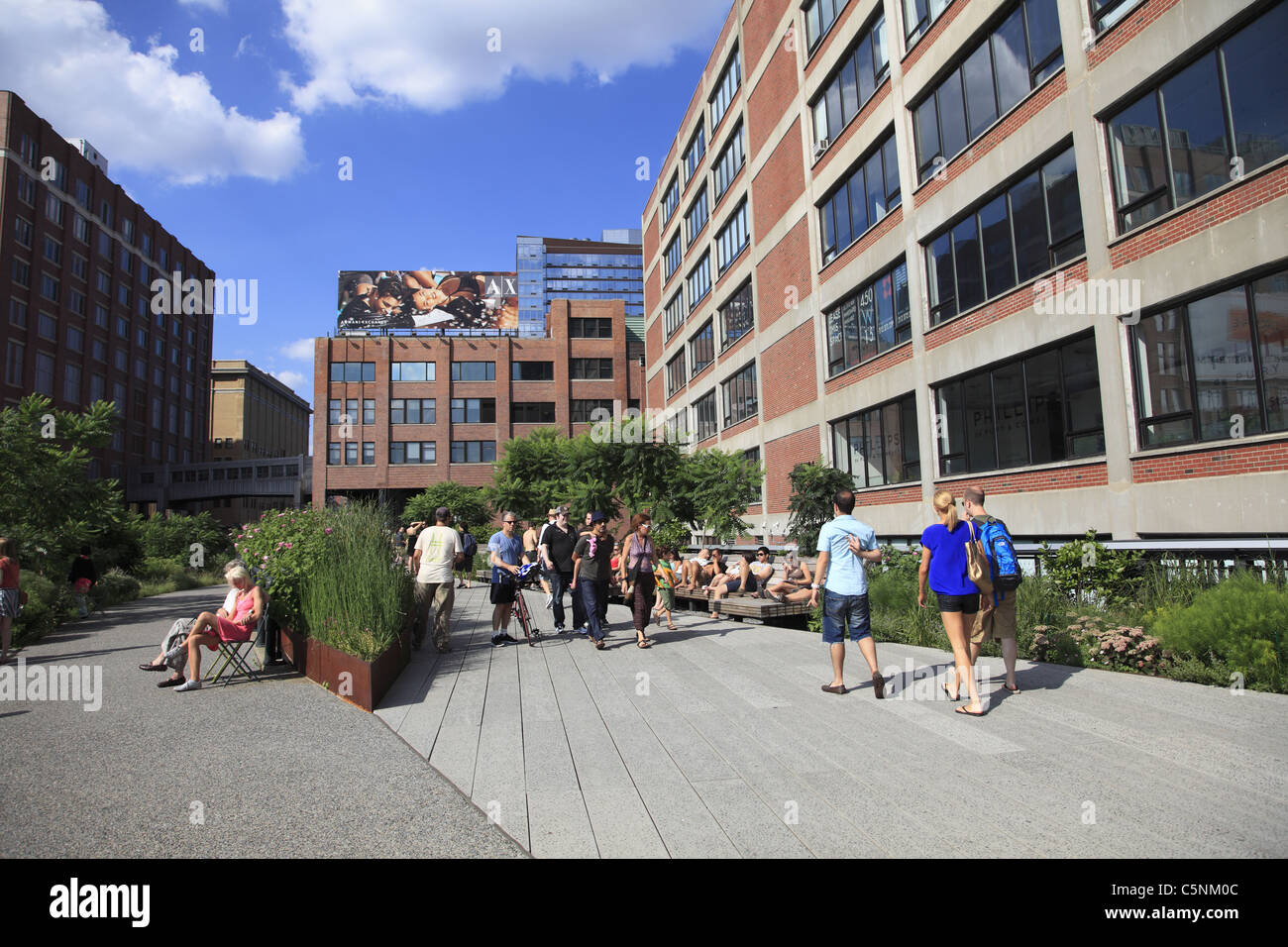 Highline, elevati parco pubblico sulla ex ferrovia, Manhattan, New York City, Stati Uniti d'America Foto Stock