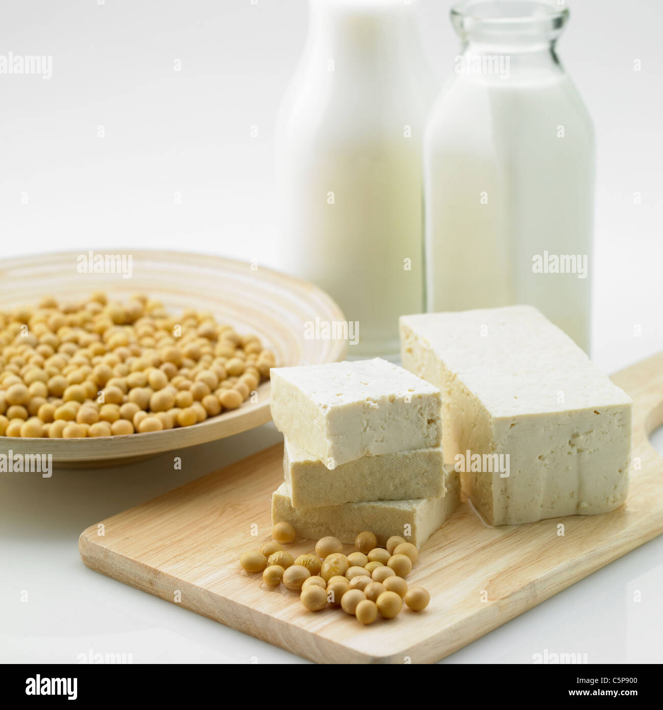 Il tofu, fagioli e latte Foto Stock