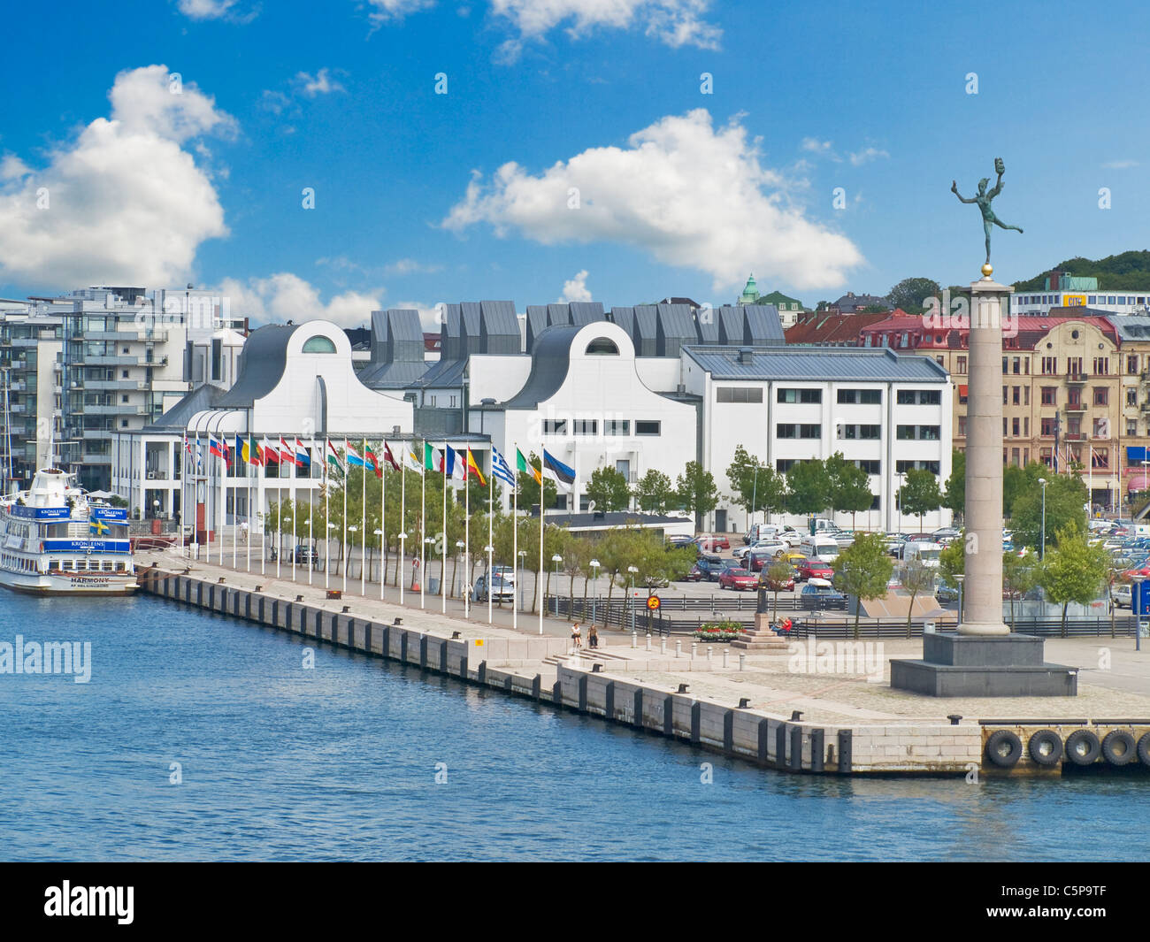 Vista di Helsingborg, Dunker Casa di cultura e di marinai Monumento a Kungsgatan, Helsingborg comune, Skane County, Scani Foto Stock