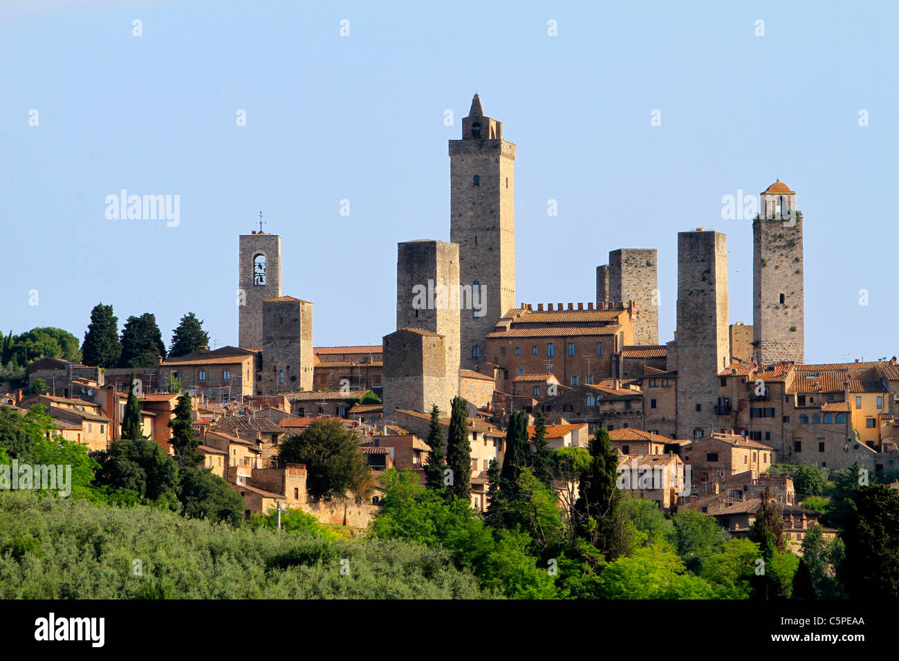 Vista di San Gimignano, Toscana, Italia Foto Stock