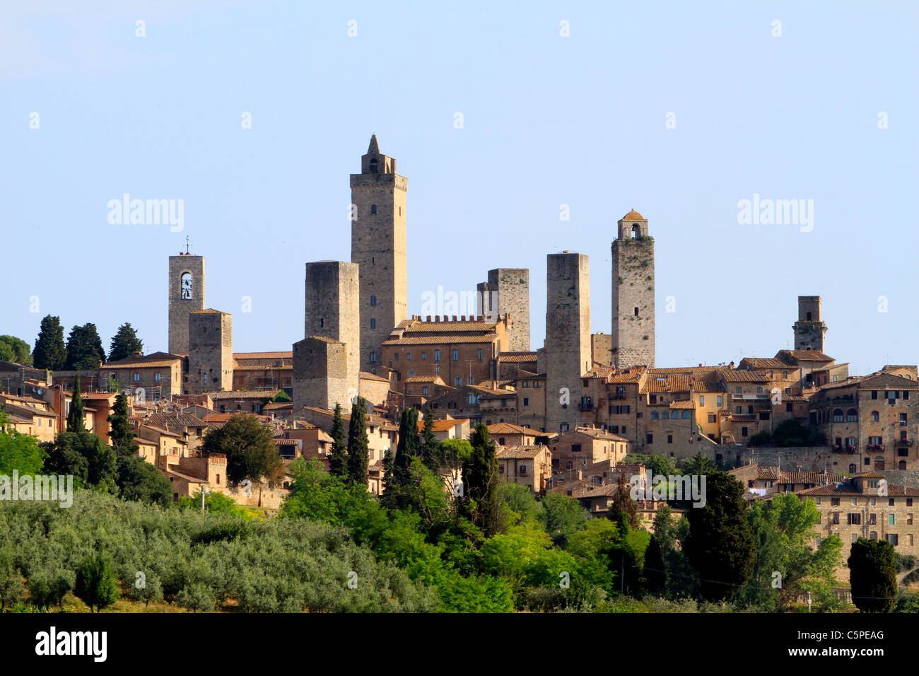 Vista di San Gimignano, Toscana, Italia Foto Stock