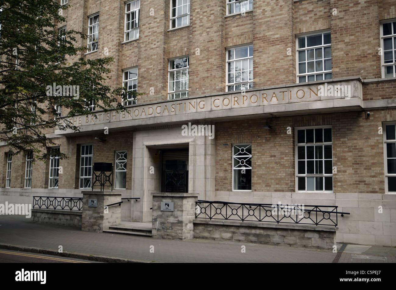 BBC facciata di edificio, Ormeau Avenue Belfast, Irlanda del Nord Foto Stock