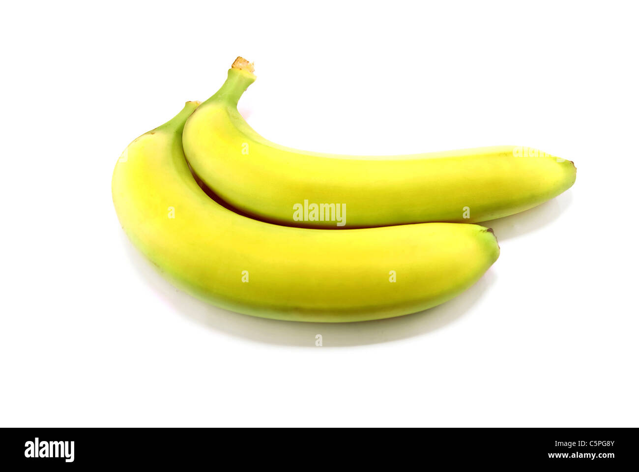 Due le banane è isolato su sfondo bianco Foto Stock