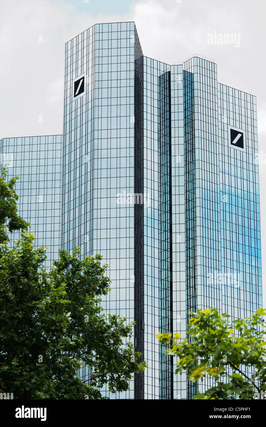 Deutsche Bank sede a Francoforte (principale); Banca tedesca Twin Towers di Francoforte; solo uso editoriale! Foto Stock