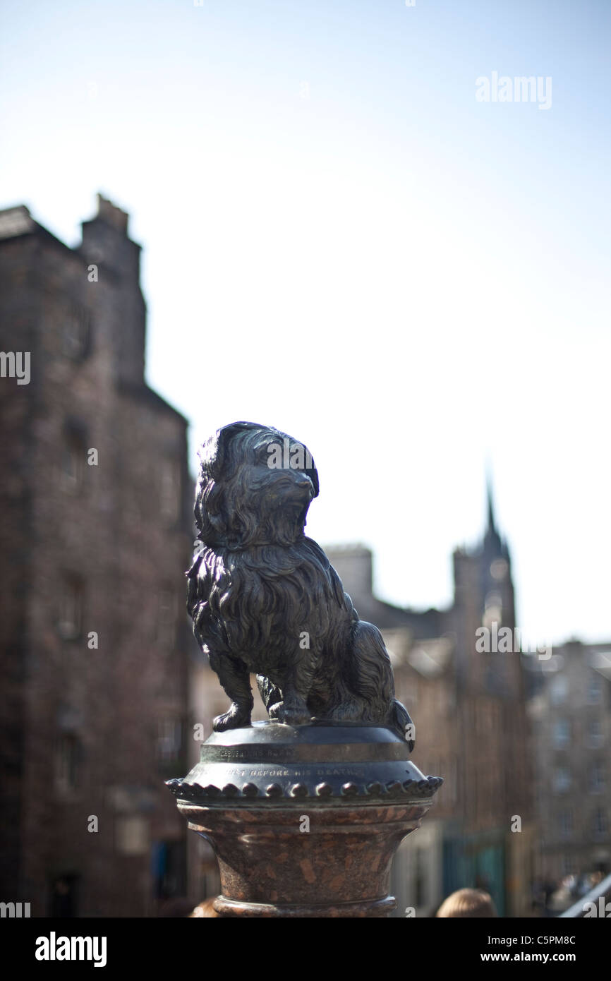 Greyfriars Bobby statua, George IV Bridge, Edimburgo, Scozia Foto Stock