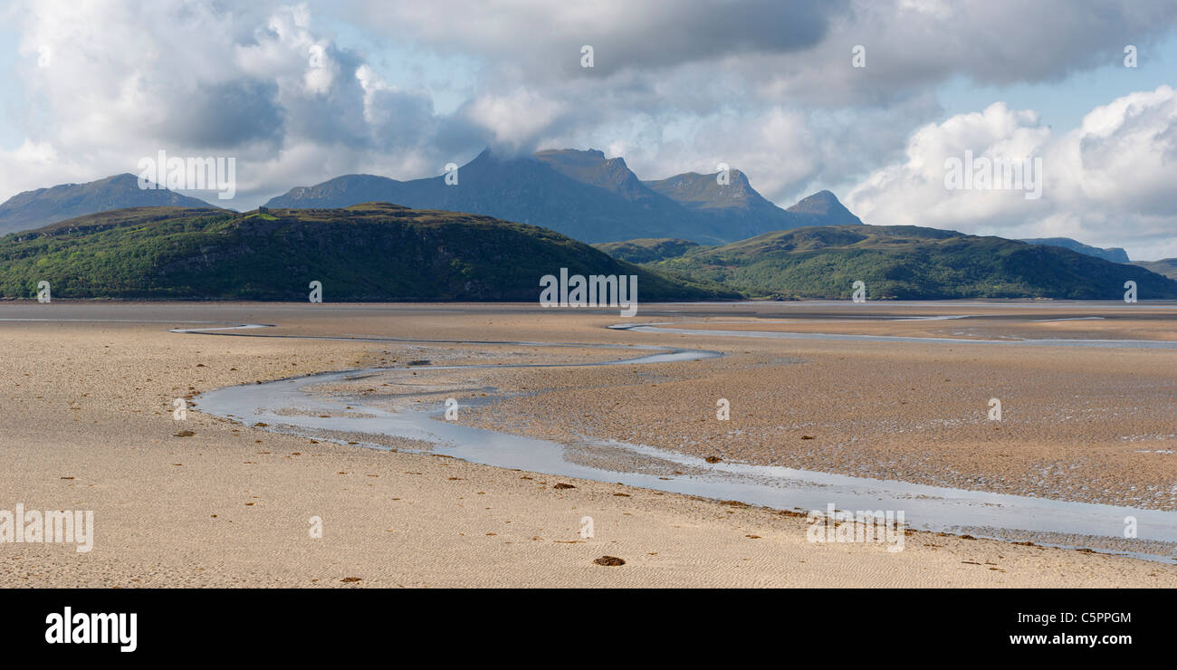 Ben leale e Kyle della linguetta, vicino a Tongue, Sutherland, Highland, Scotland, Regno Unito. Foto Stock