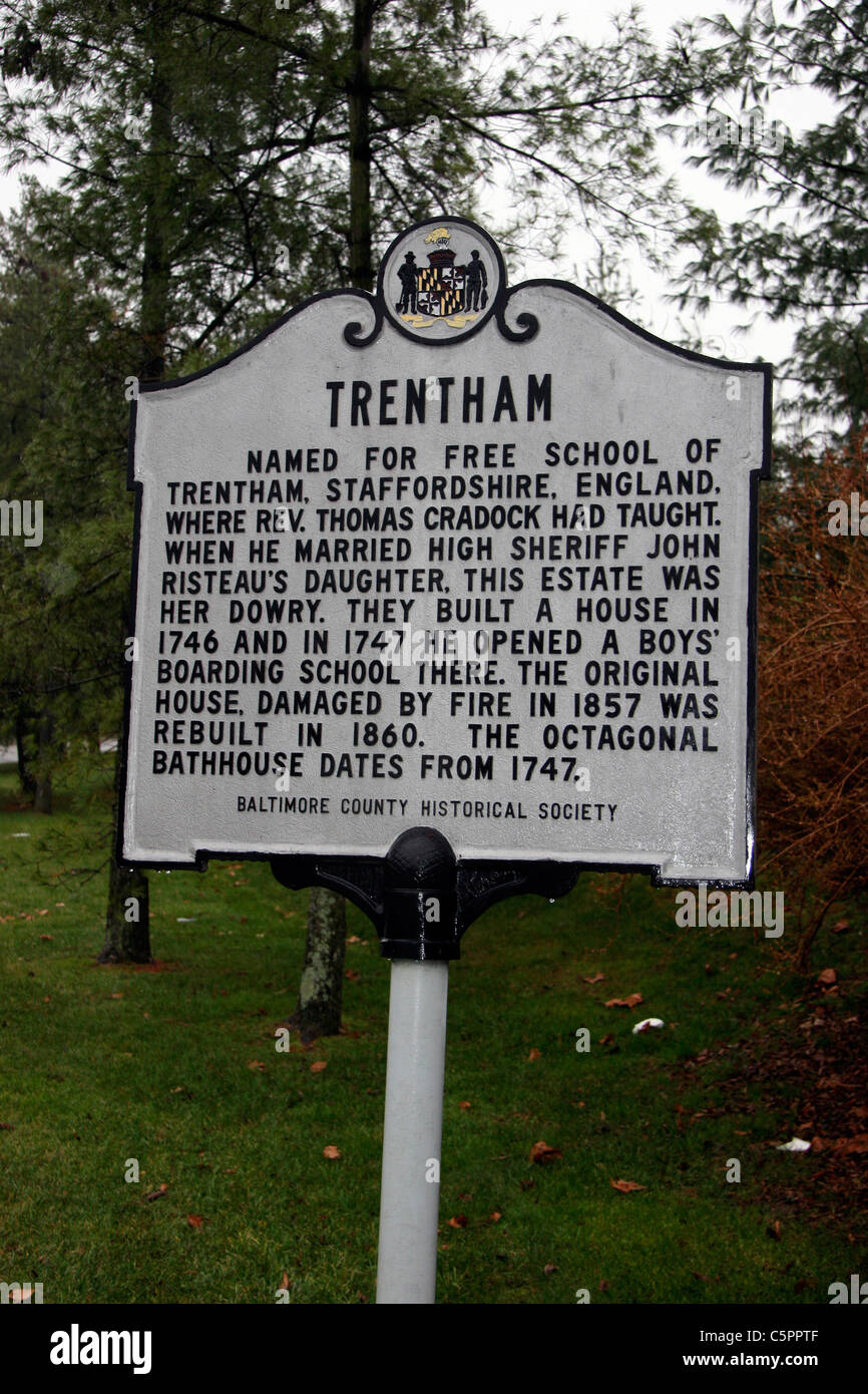 TRENTHAM. Chiamato con il nome di scuola libera di Trentham, Staffordshire, in Inghilterra, dove il Reverendo Thomas Craddock aveva insegnato. Foto Stock