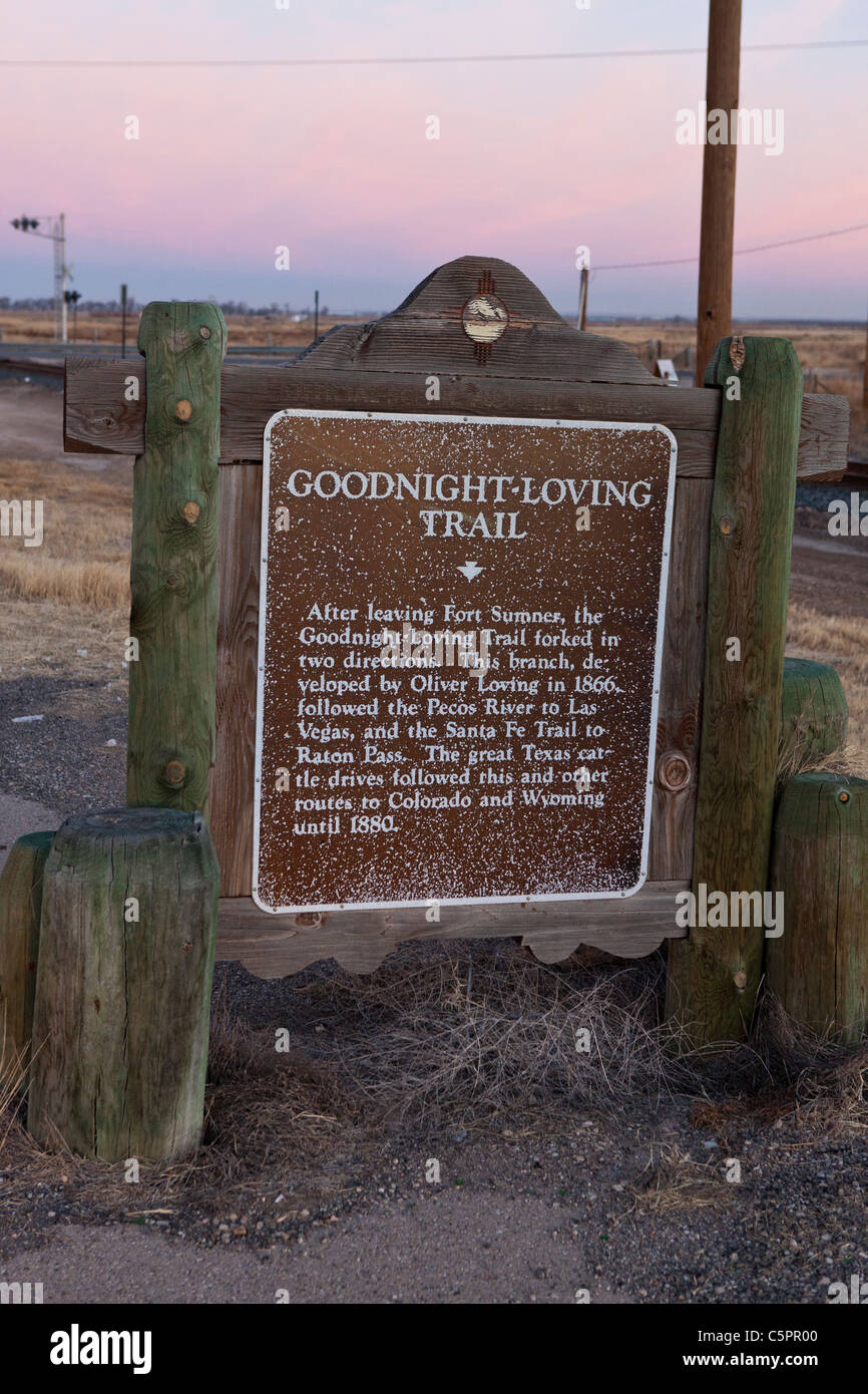 Buonanotte amorevole-trail. Dopo aver lasciato Fort Sumner, il sentiero Goodnight-Loving biforcato in due direzioni. Foto Stock