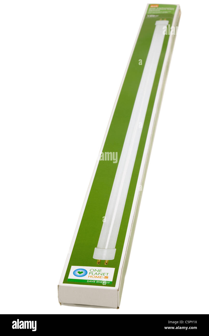 Lungo scatolato slimline B&Q100 watt fluorescente luce sostituzione tubo. Foto Stock
