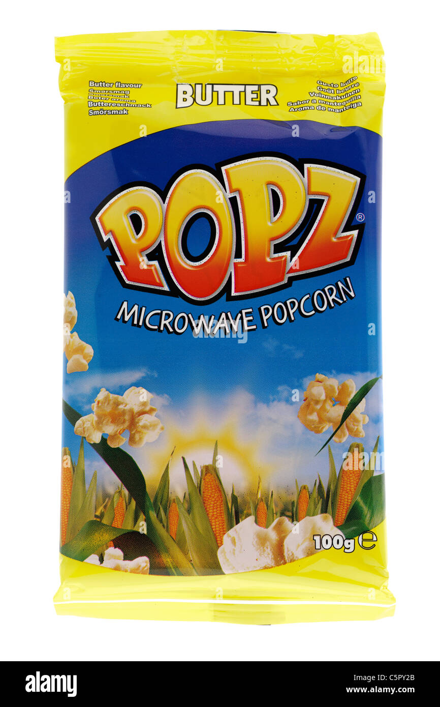 100 grammo pack di burro Popz popcorn a microonde Foto Stock