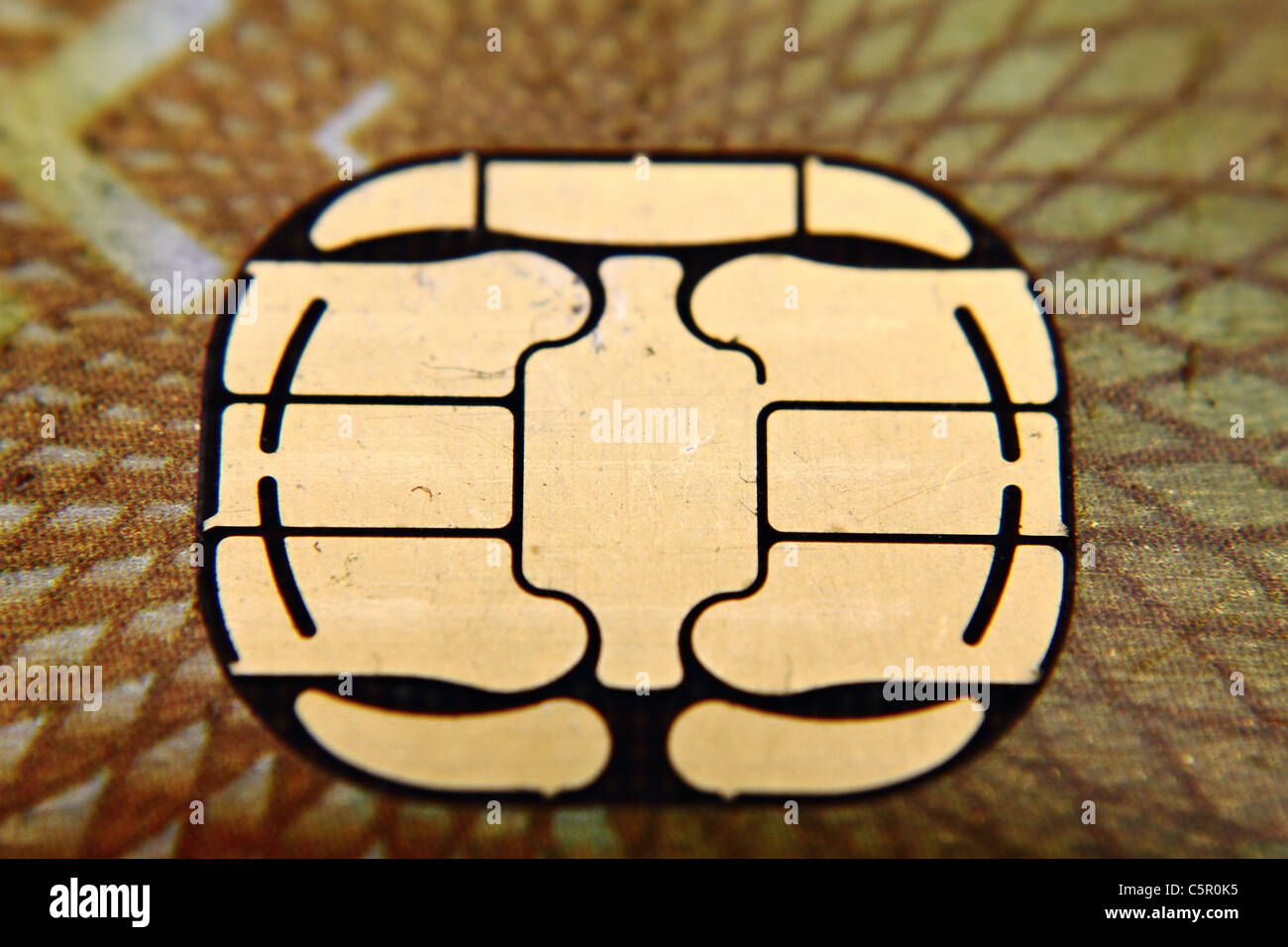 Close up di un chip su una carta di credito Foto Stock