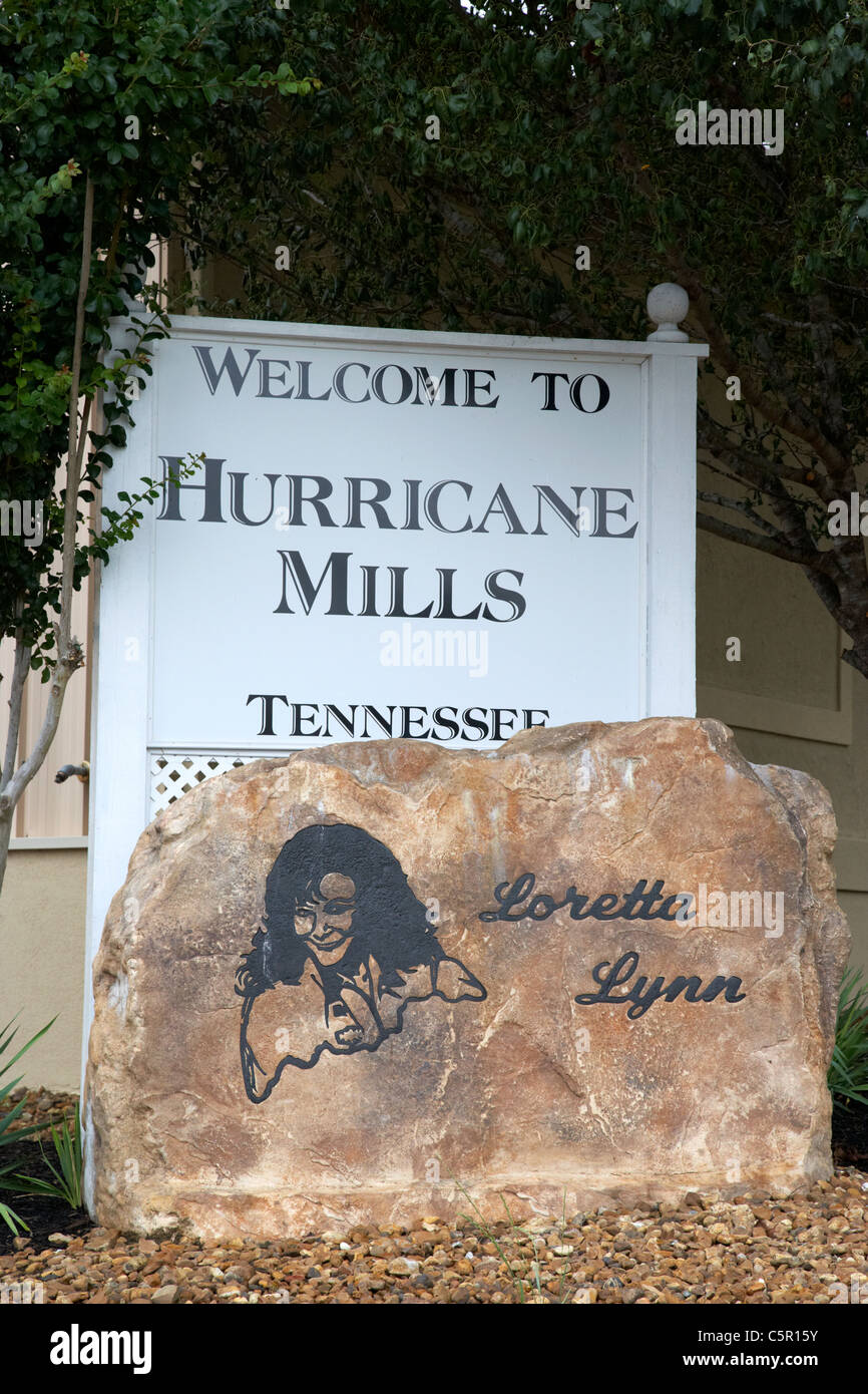 Segno di benvenuto all'entrata di Loretta Lynn dude ranch hurricane mills tennessee usa Foto Stock